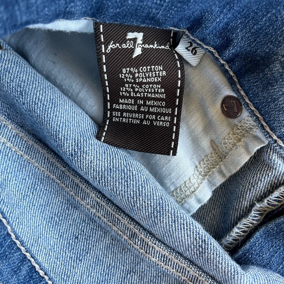 7 For All Mankind Roxanne Blue Skinny Fit Denim Ankle Jeans w/Frayed Hem Sz 26 - Picture 4 of 9